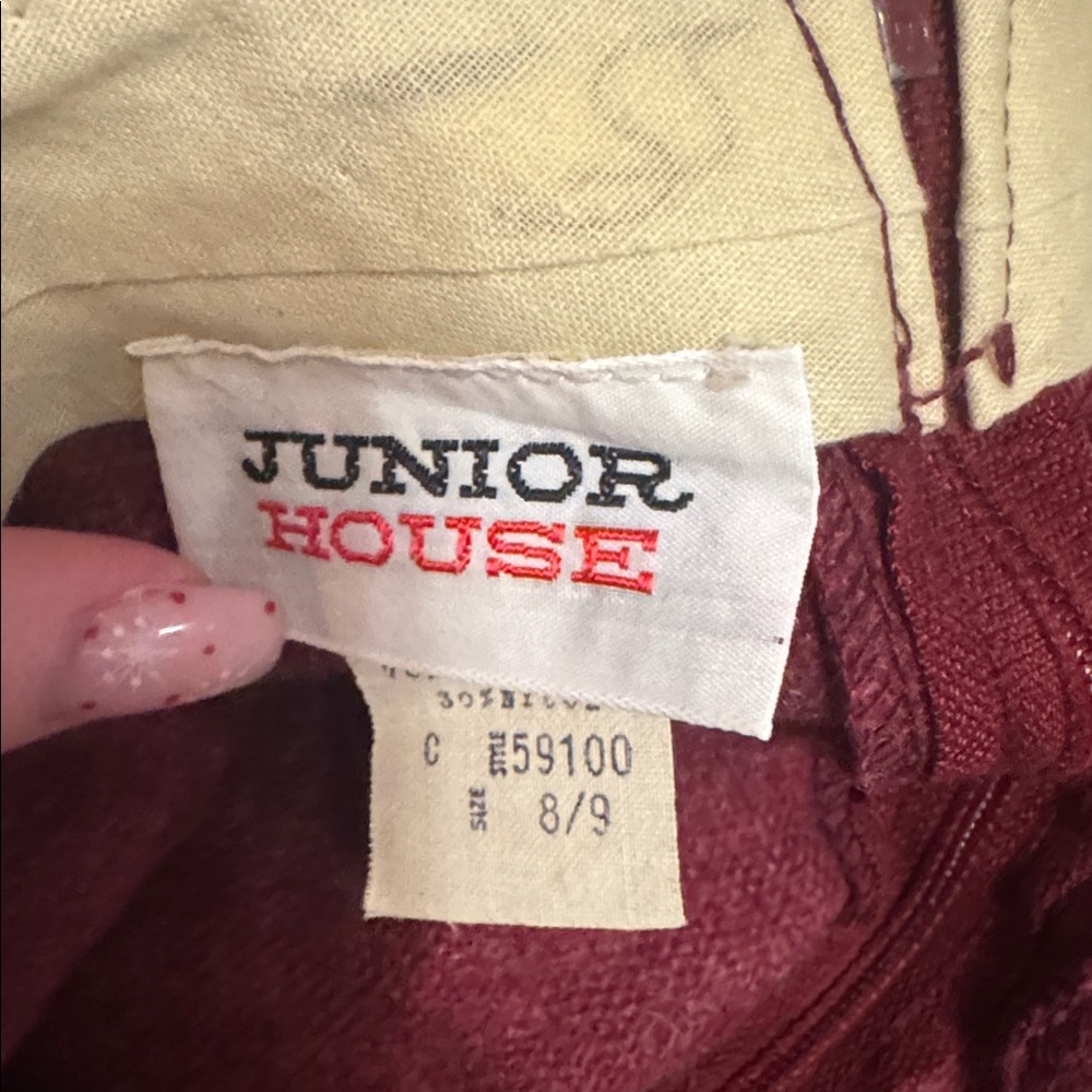 Junior House Women’s Burgundy Wool Line Suit Skirt & Blazer Size 4/5 & 8/9 - Picture 10 of 10